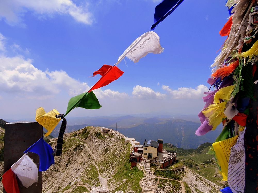 Religious flags, Tibet mountain. Free public domain CC0 photo.