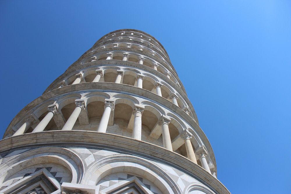 Closeup on The Leaning Tower of Pisa in Italy. Free public domain CC0 image.