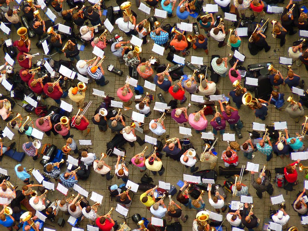 Large outdoor orchestra. Free public domain CC0 photo.