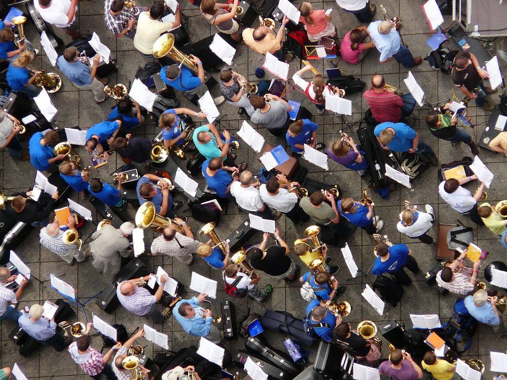 Large outdoor music orchestra. Free public domain CC0 photo.