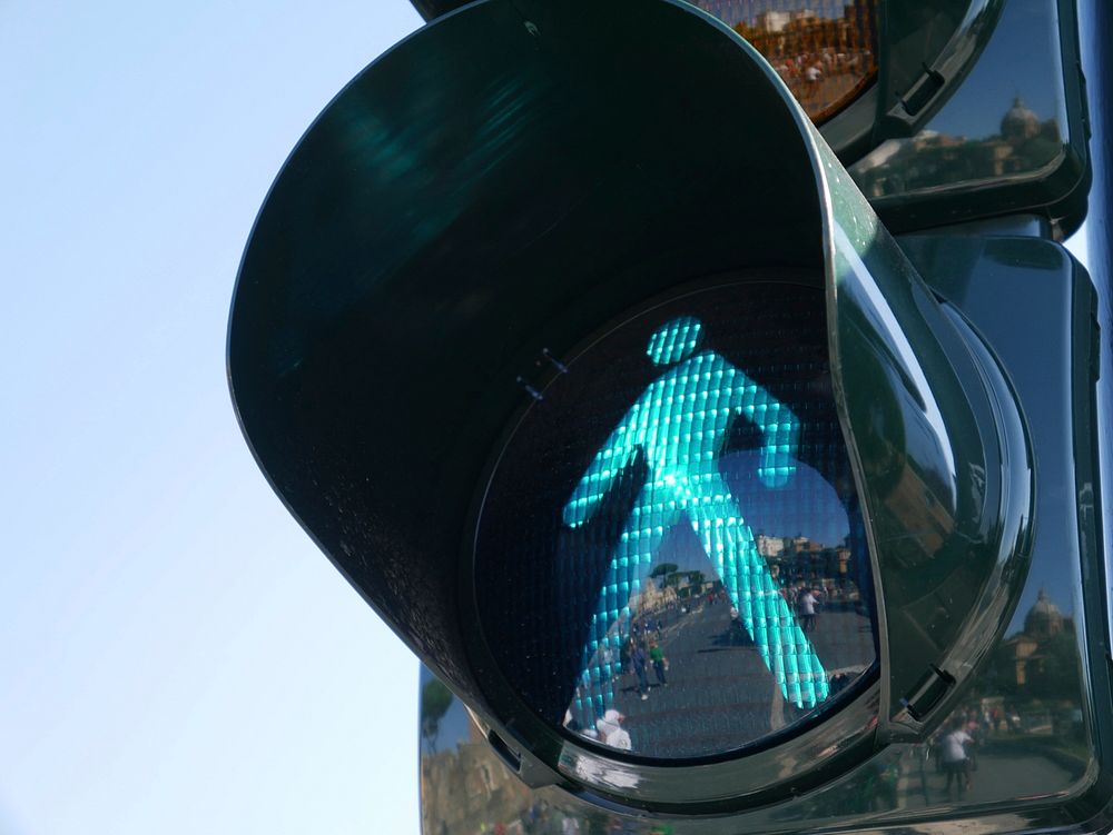 Green man traffic light. Free public domain CC0 photo.