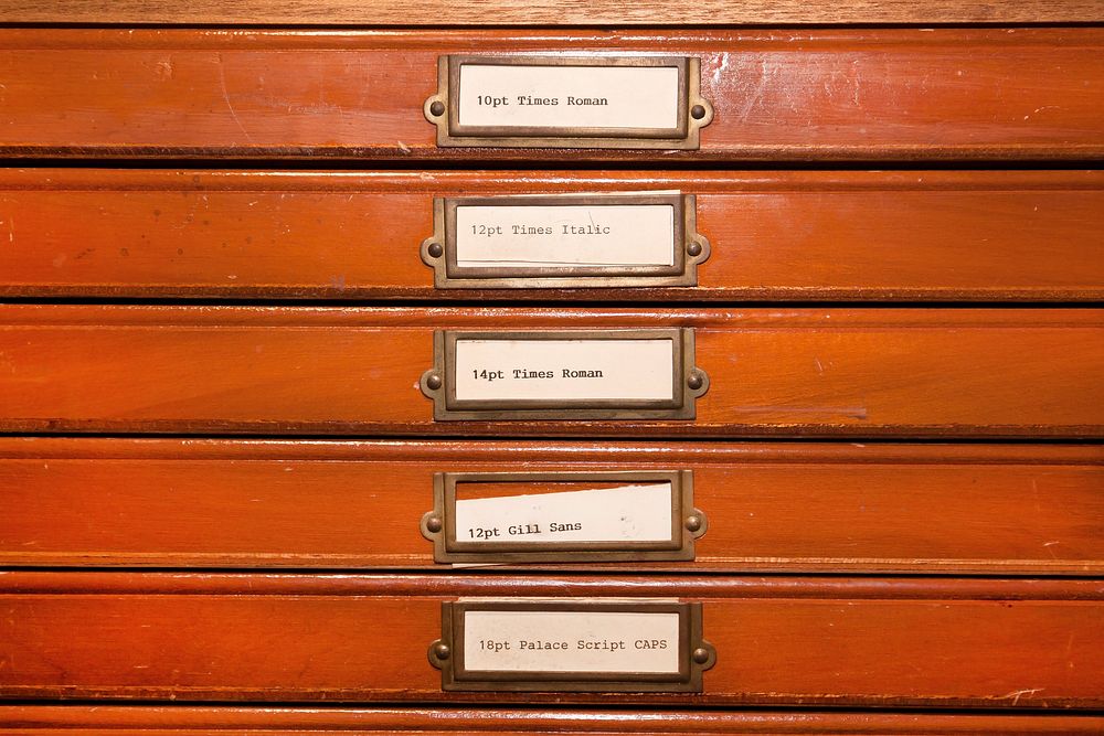 Type case letterpress drawer. Free public domain CC0 photo.