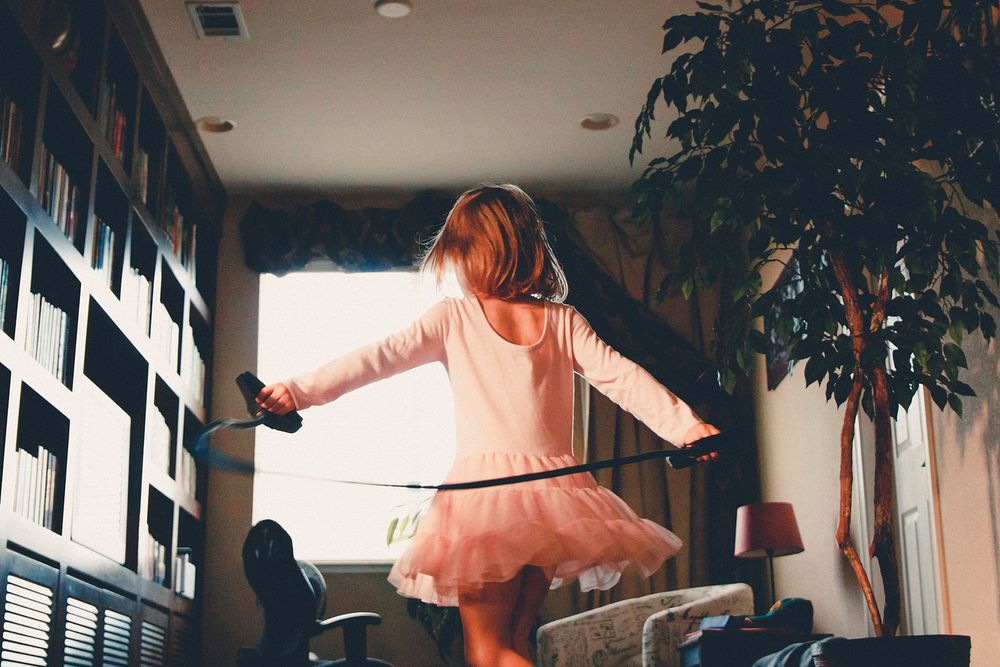 Free girl dancing in room image, public domain people CC0 photo.