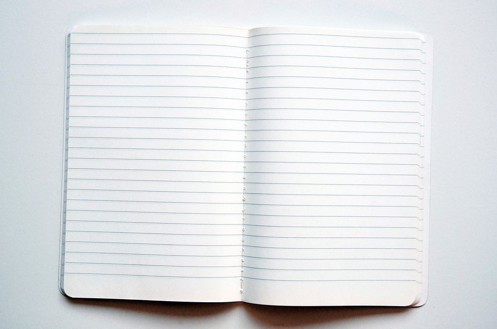 Blank notebook pages. Free public domain CC0 photo.