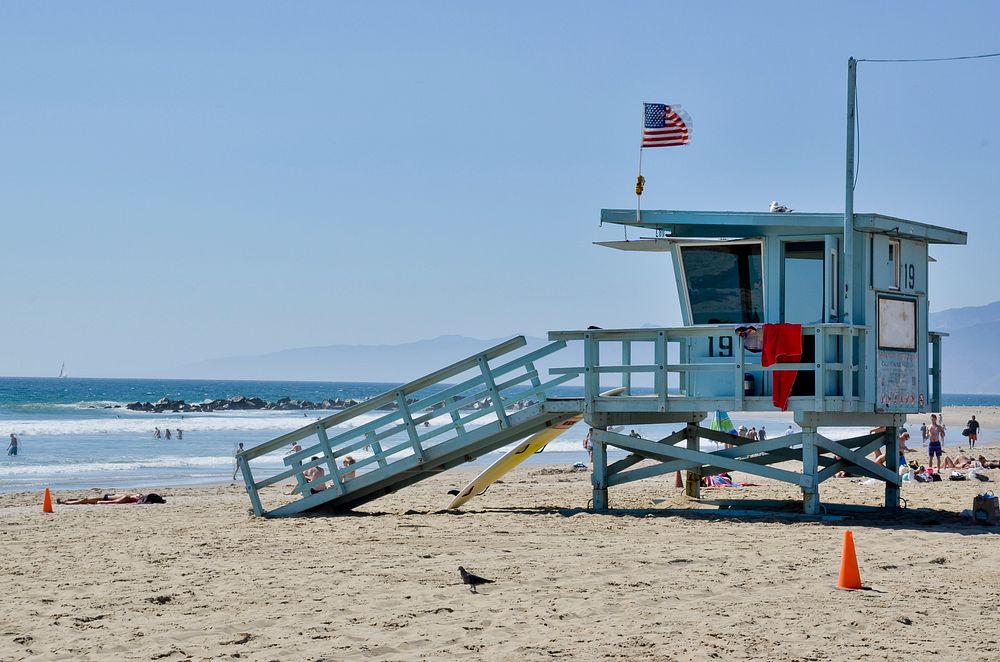 Lifeguard tower at beach. Free public domain CC0 photo.