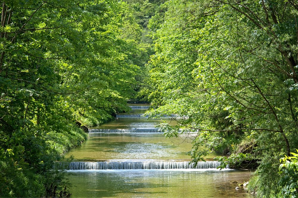 Waterfall water flowing down. Free public domain CC0 image.