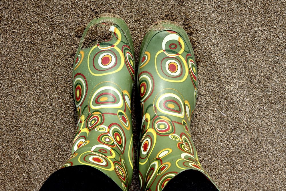 Colorful boots on the ground .Free public domain CC0 image.