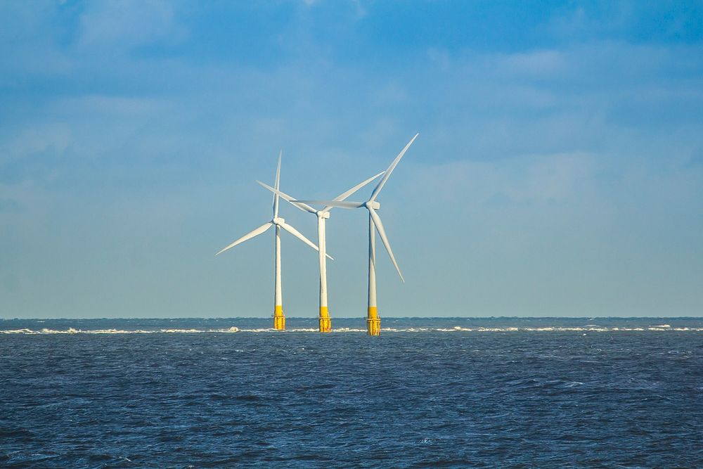 Wind turbines, Norfolk, England. Free public domain CC0 photo.