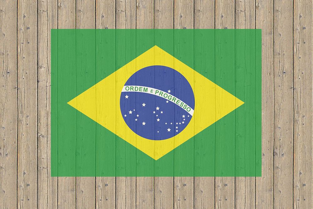 Brazil flag, wood fence. Free public domain CC0 image.
