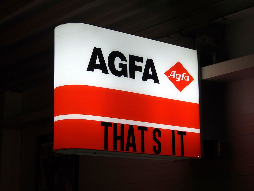 Agfa luminous advertising sign, location unknown, Aug. 2, 2015.