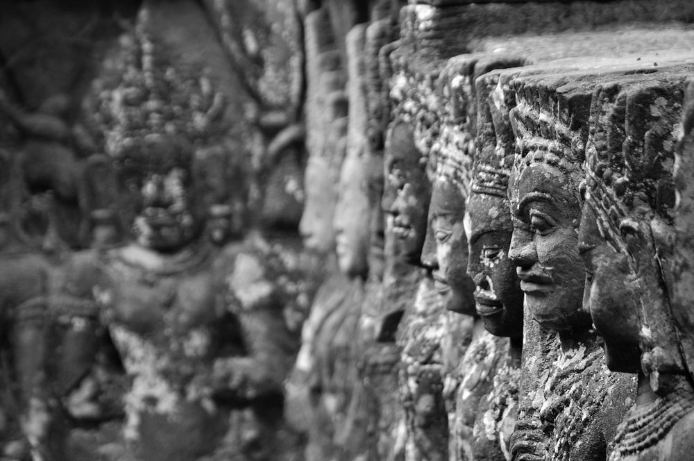 Buddha temple wall craving. Free public domain CC0 photo.