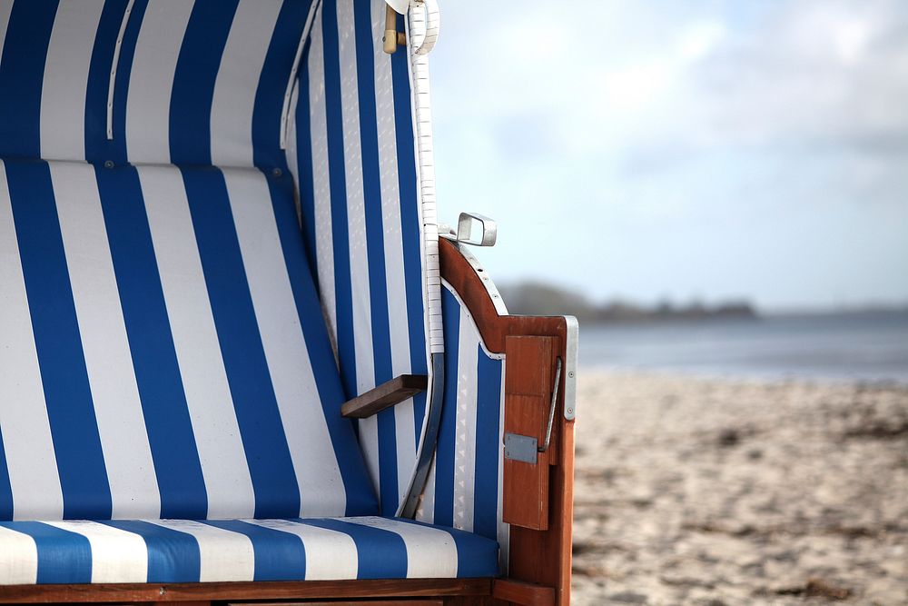 Beach seats in the north sea of Germany. Free public domain CC0 photo.