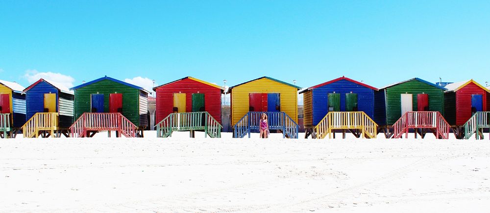 Colorful Cape Town cabins, background photo. Free public domain CC0 image.