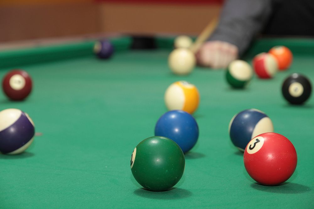 Pool table, background photo. Free public domain CC0 image.