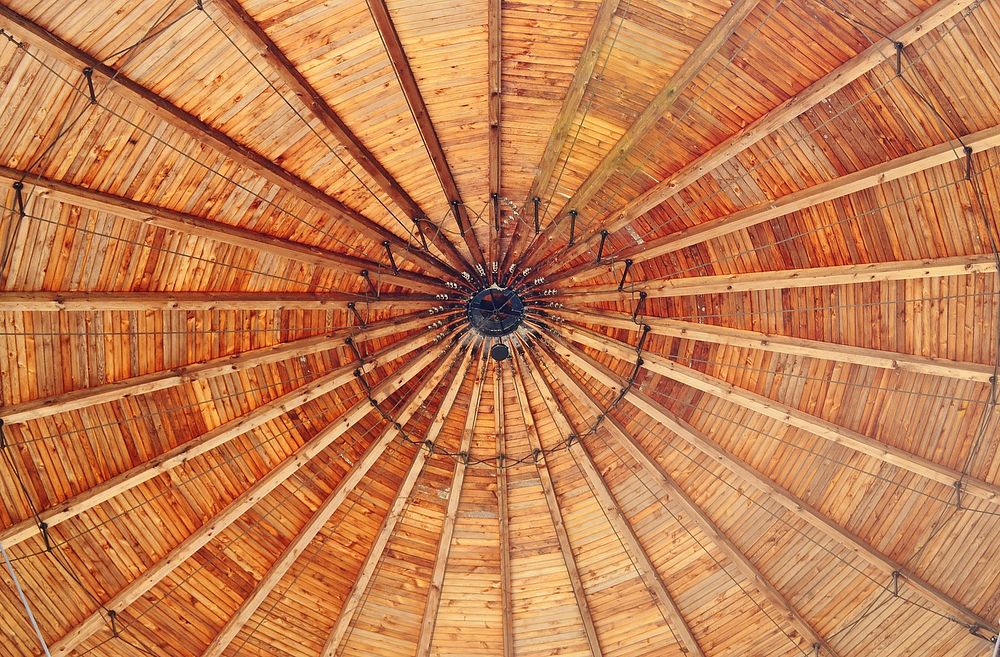 Wooden circle roof close up. Free public domain CC0 image.