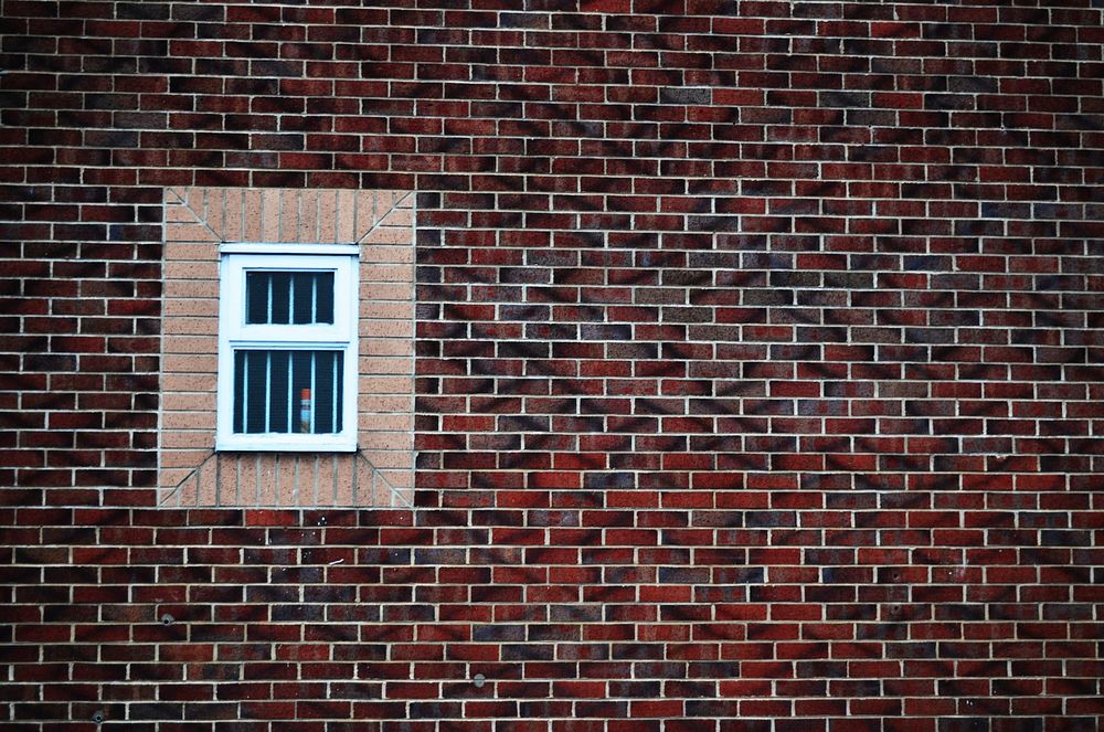 Window on brick wall. Free public domain CC0 photo.