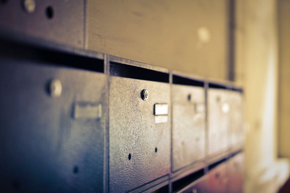 Pigeon hole mailboxes with bokeh effect