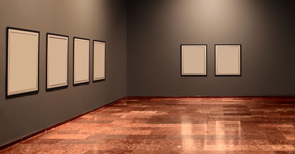 White Frames on grey wall in art museum