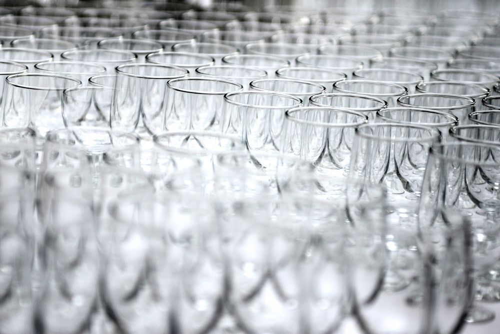 Rows Of Empty Wine Glasses