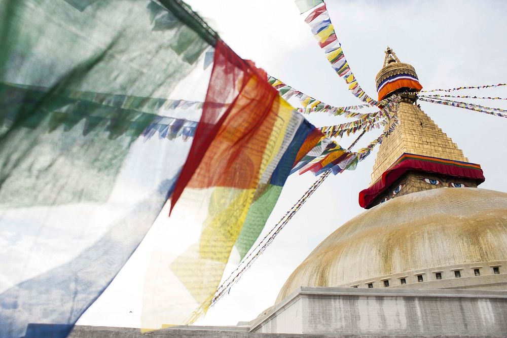 Stupa colors sky flag. Free public domain CC0 photo.