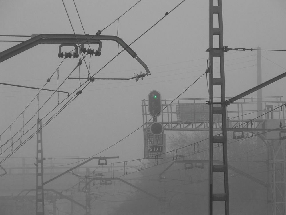 Train electricity poles in the city. Free public domain CC0 photo