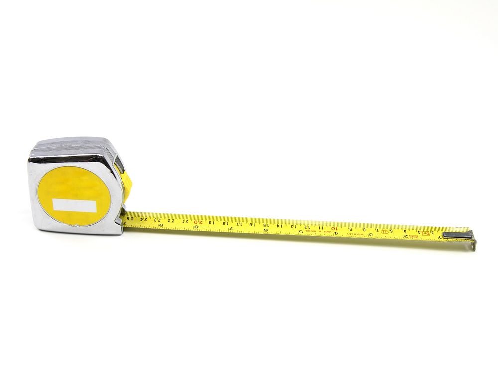 Yellow tape measure. Free public domain CC0 photo.