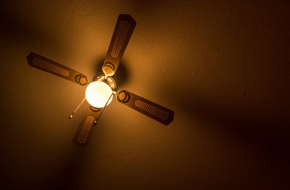 Ceiling fan with light. Free public domain CC0 photo.