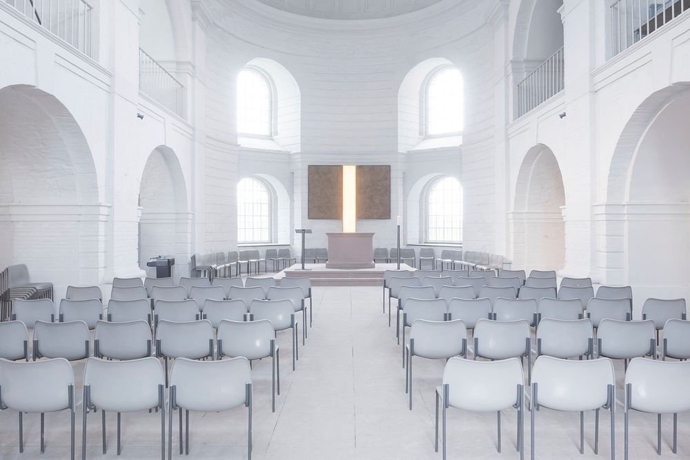 White interior in church. Free public domain CC0 image.