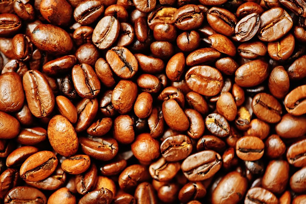 Roasted coffee beans background. Free public domain CC0 image