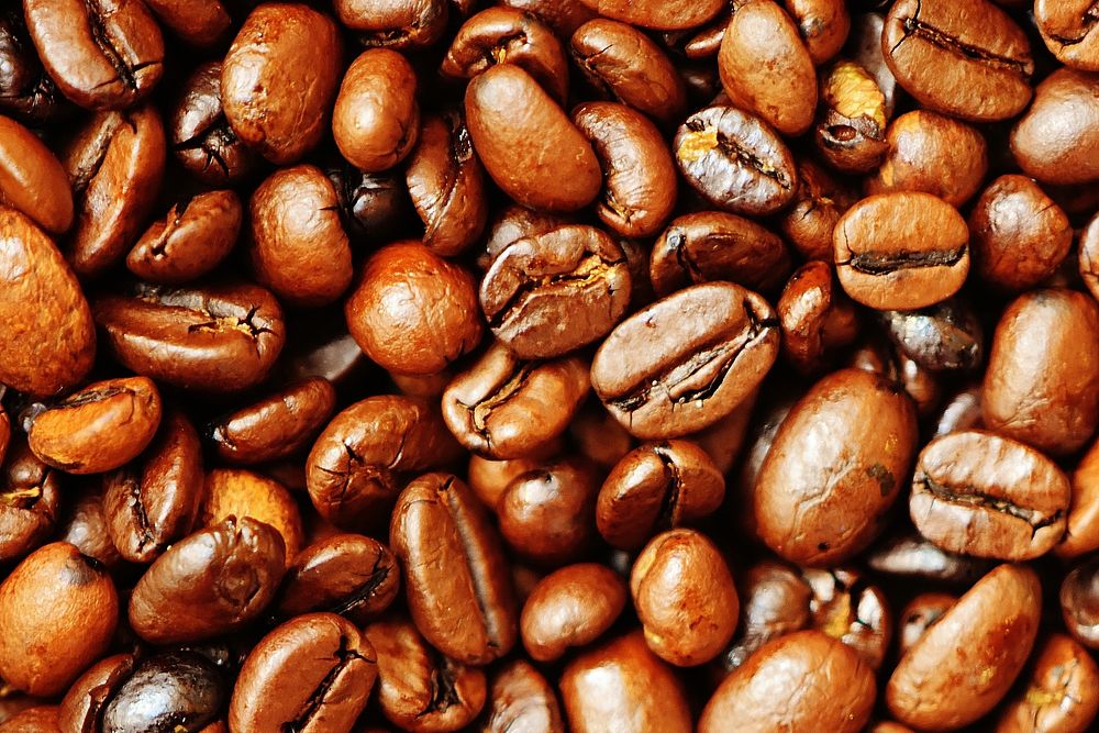 Roasted coffee beans background. Free public domain CC0 image