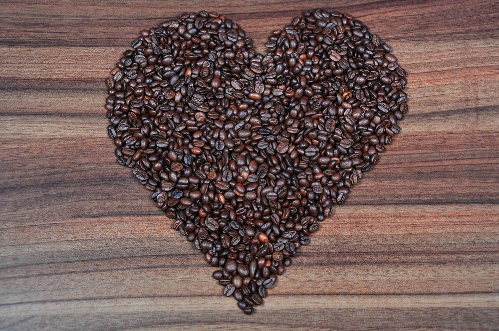 Coffee beans in heart shape. Free public domain CC0 photo