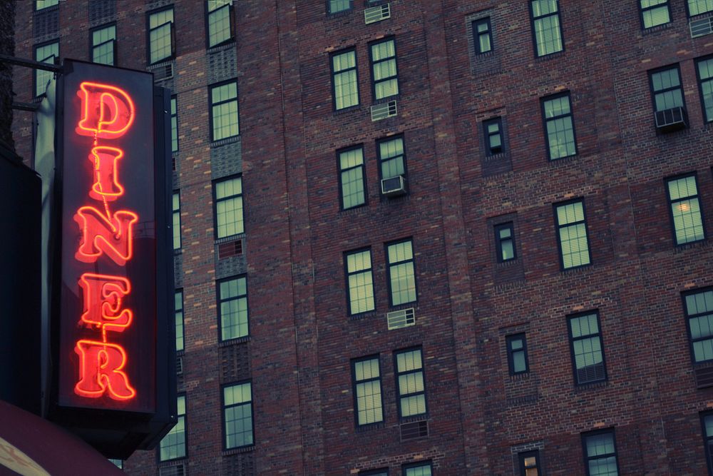 Neon light sign in the city. Free public domain CC0 image