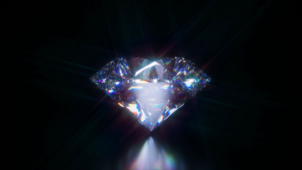 Shiny diamond in black background. Free public domain CC0 photo.