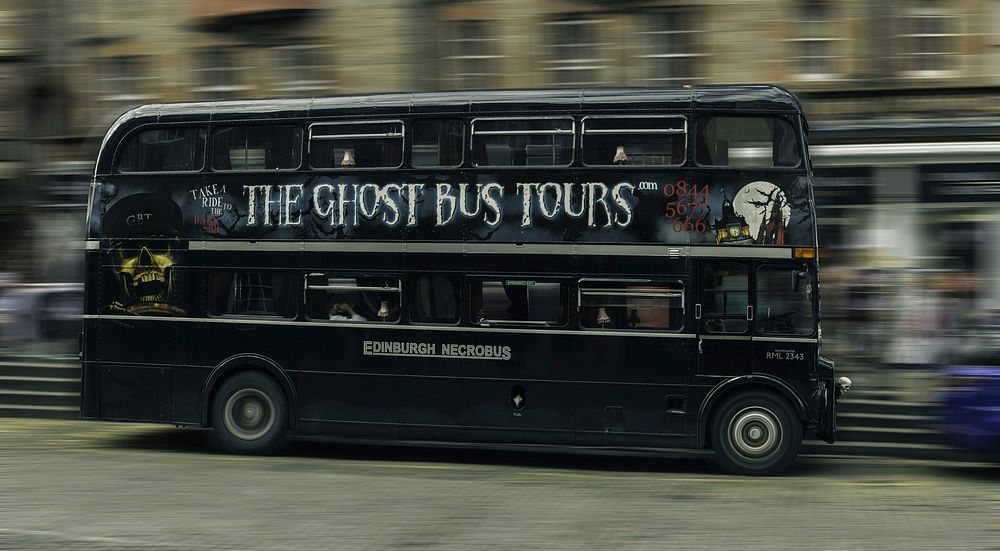 Ghost tour bus. Free public domain CC0 photo.
