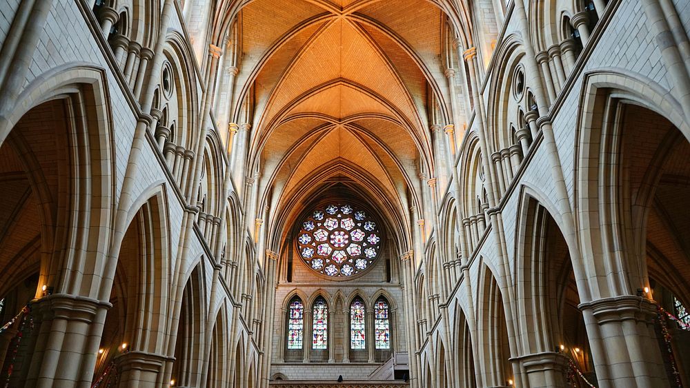 Free church interior photo, public domain hall CC0 image.