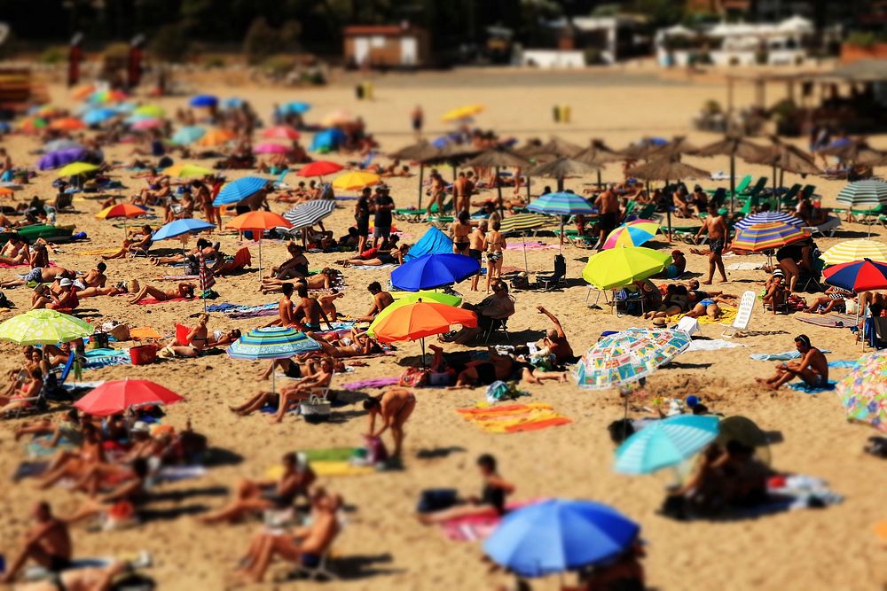 Free tourists on the beach image, public domain vacation CC0 photo.