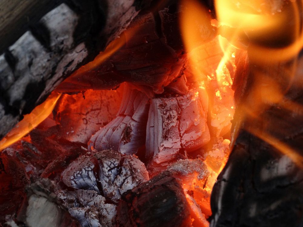 Fire background, burning firewood. Free public domain CC0 image.