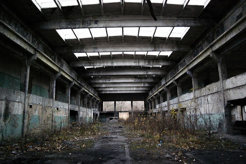 Abandoned old factory, background photo. Free public domain CC0 image.