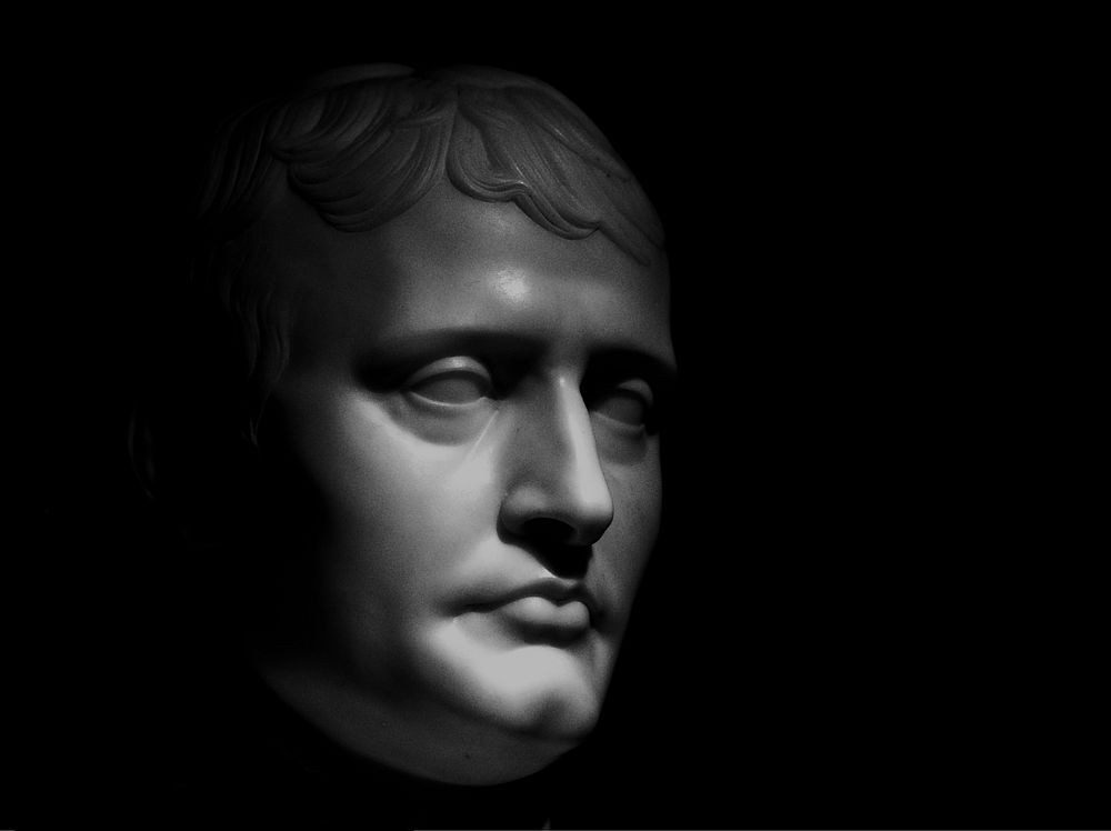 Gloomy Napolean sculpture. Free public domain CC0 photo.