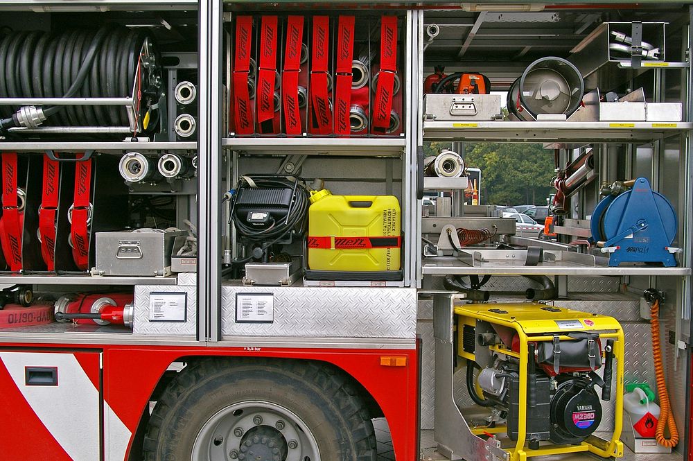 Fire truck, rescue operations. Free public domain CC0 photo.