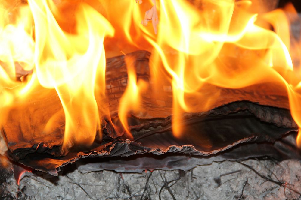 Fire background, burning firewood. Free public domain CC0 image.