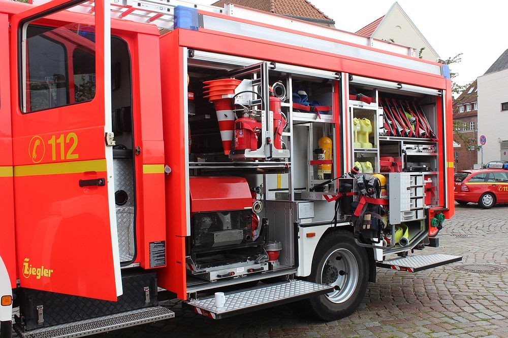 Fire truck, rescue operations. Free public domain CC0 photo.