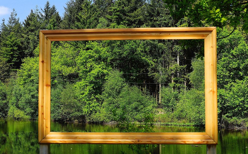 Golden frame in middle of nature. Free public domain CC0 photo