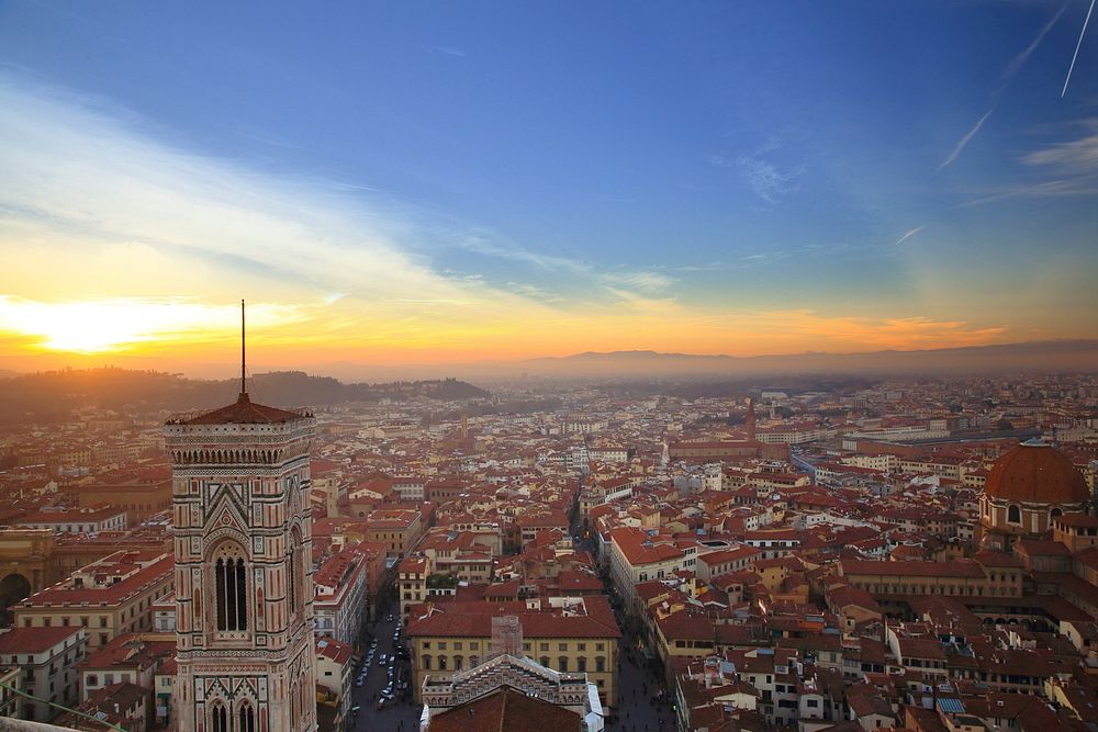 Florence fiore church sunset background. Free public domain CC0 photo.