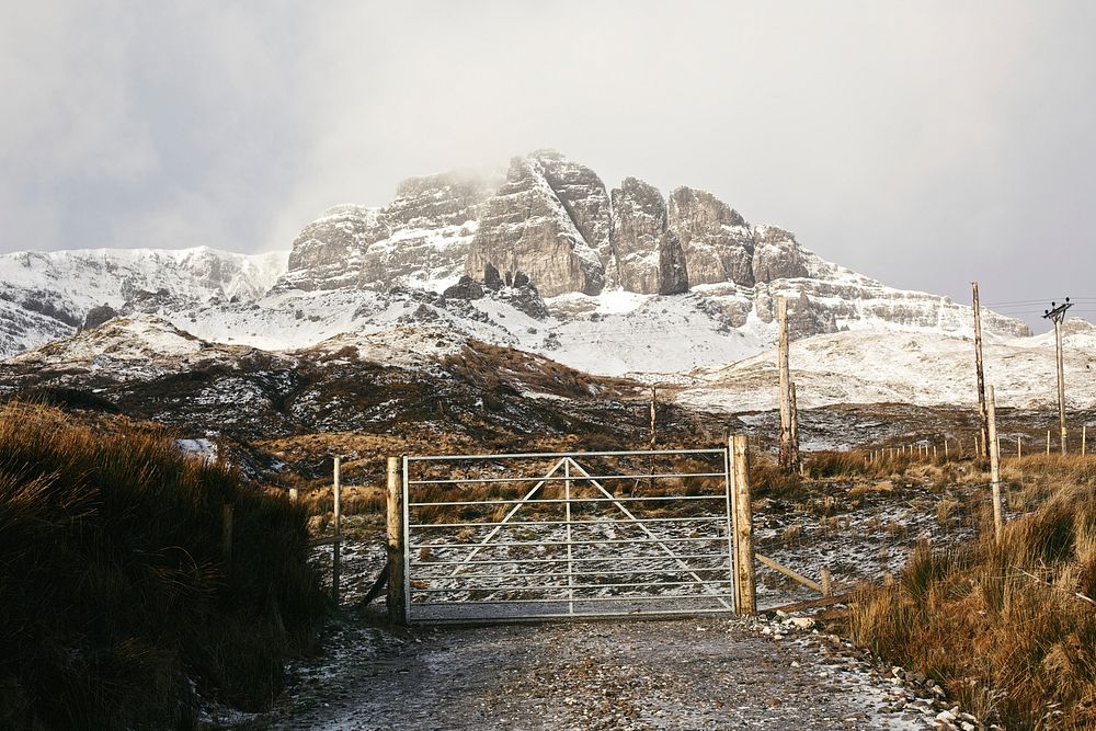 Gate to mountain. Free public domain CC0 photo.