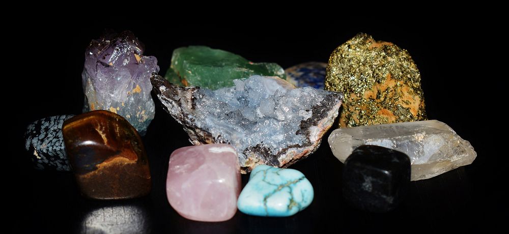 Variety of colorful natural stones. Free public domain CC0 photo.