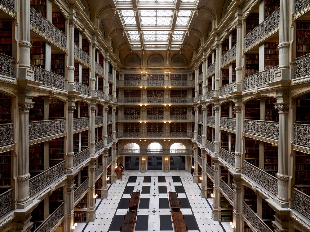 George peabody library interior. Free public domain CC0 photo.