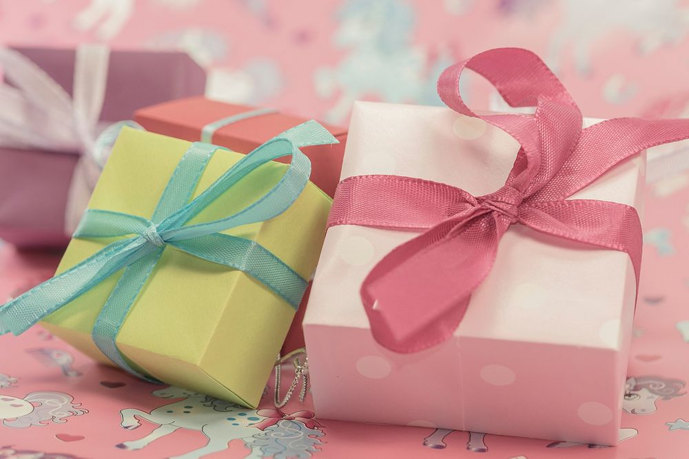 Pile of colorful wrapped gift boxes. Free public domain CC0 photo. 