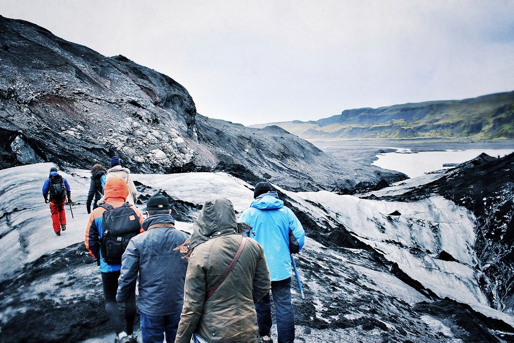 Hikers on mountain. Free public domain CC0 photo.