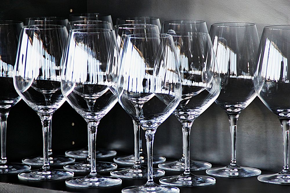 Empty wine glasses. Free public domain CC0 photo.